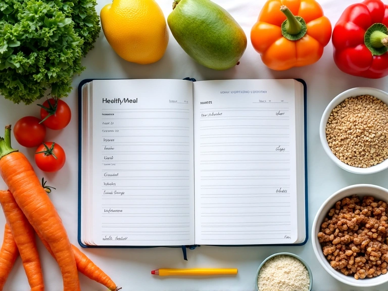 Un diseño de plan de comidas personalizado y perfectamente equilibrado con diversas opciones de alimentos saludables.